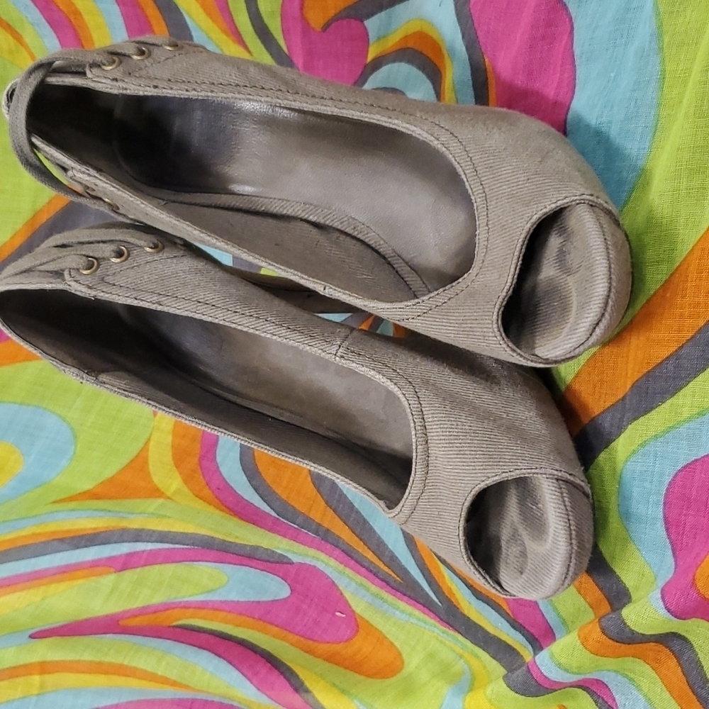 Ash Italia Natural Cargo Canvas Heels SZ 7